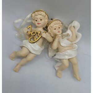 Avon Cherub Angels Christmas Tree Ornament Holiday Christmas Decor 2 pcs Vintage